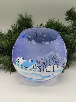 Preview: Windlicht Schneemann, blau - UKR